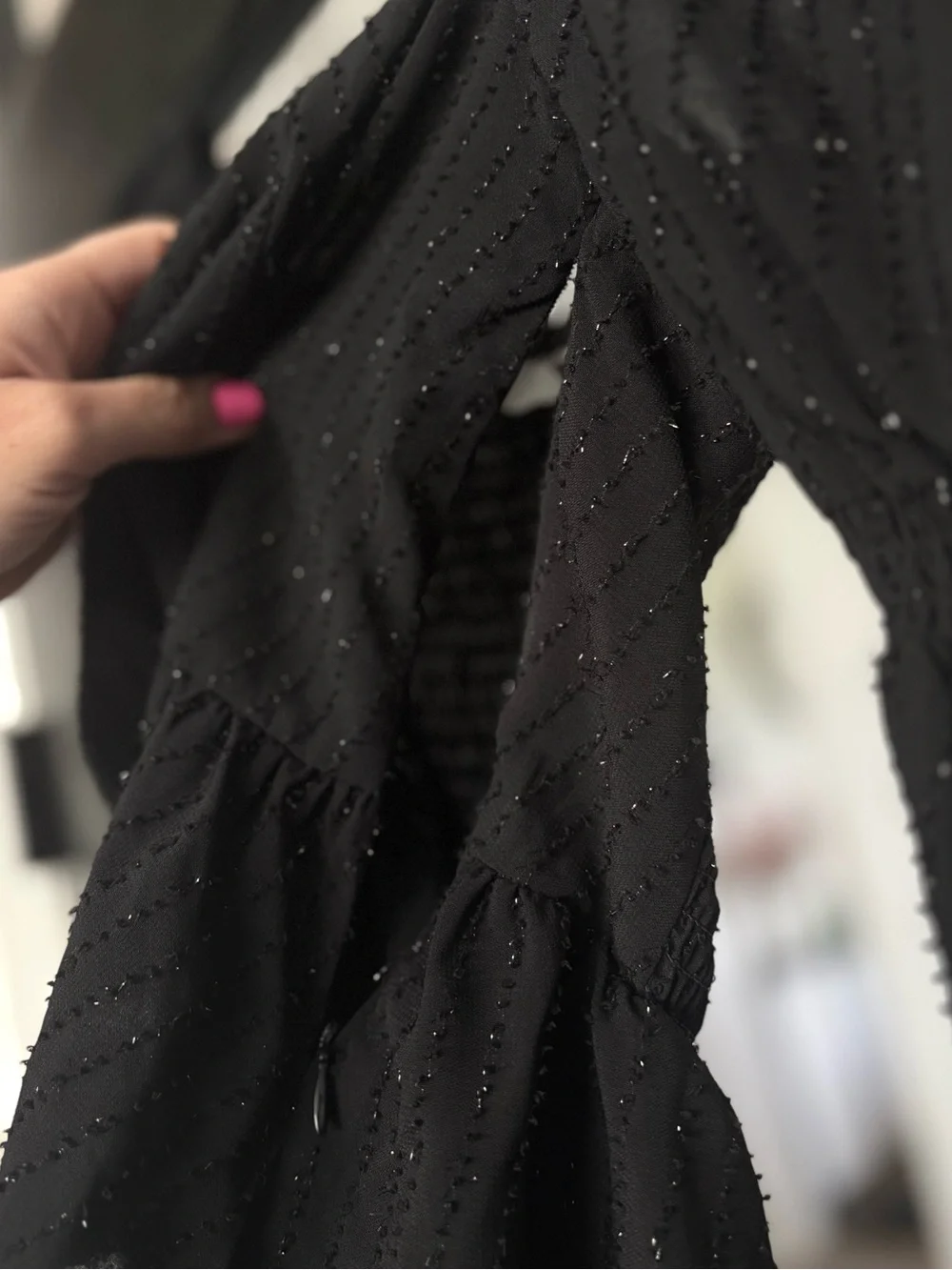 ASTR The Label Black Textured Peplum Puff Sleeve Square Neck Top Revolve - Small